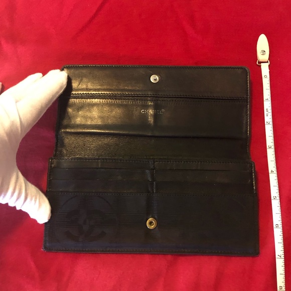 CHANEL Bifold Long Wallet Black 99’ New Travel-Line Coco Mark Nylon Leather COA - Picture 3 of 16